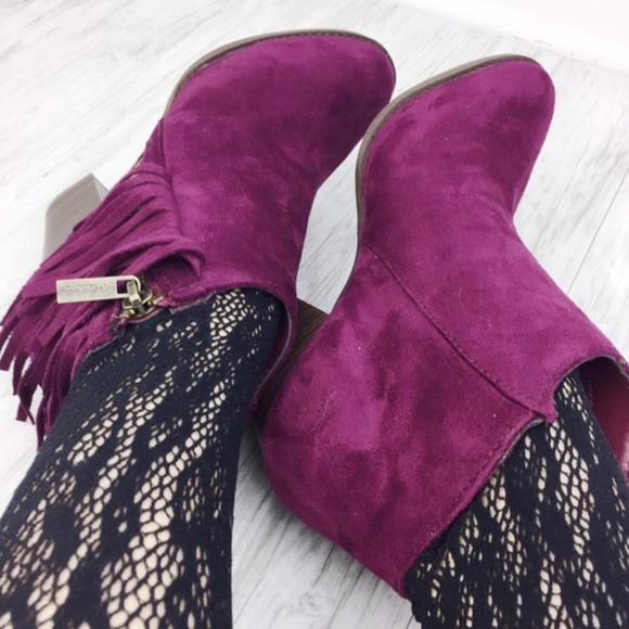 Plum Fringe Booties - Picture 2 of 4